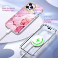thumbnail image 3 of Tarise iPhone 14 Pro Max Case with Screen Protector, [Wireless Charging] Shockproof Drop Proof Dual Layer Rugged Hybid Back Cover with TPU Impact Resistant for Apple iPhone 14 Pro Max, Pink Marble, 3 of 8