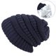 thumbnail image 3 of Gorros de punto de invierno para hombres y mujeres, doble capa, gorros de invierno, capó, interior de satén, estilo minimalista (negro) Rojo Verde, 3 of 4