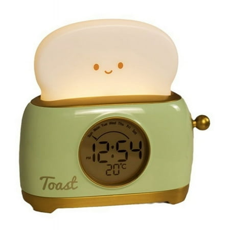 Children'S Sleep Alarm Clock with LED Night Light Digital Display Temperature Monitoring for Bedroom-Cute Bedside Clock