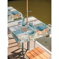 thumbnail image 2 of Outdoor Tablecloths with Umbrella Hole & Zipper, Vintage Blue Coastal 60x60 Inch Square Tablecloths, Summer Beach Starfish Shell Coral Nautical Waterproof Table Cloth, Patio/Pool/Picnic Table Covers, 2 of 8