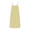 thumbnail image 6 of LNWUY Women's Jumpsuits Adjustable Strap Backless Romper 3/4 Length Wide Leg Cami Jumpsuits with Pockets Plus Size Jumpsuit Yellow XXXL, 6 of 6