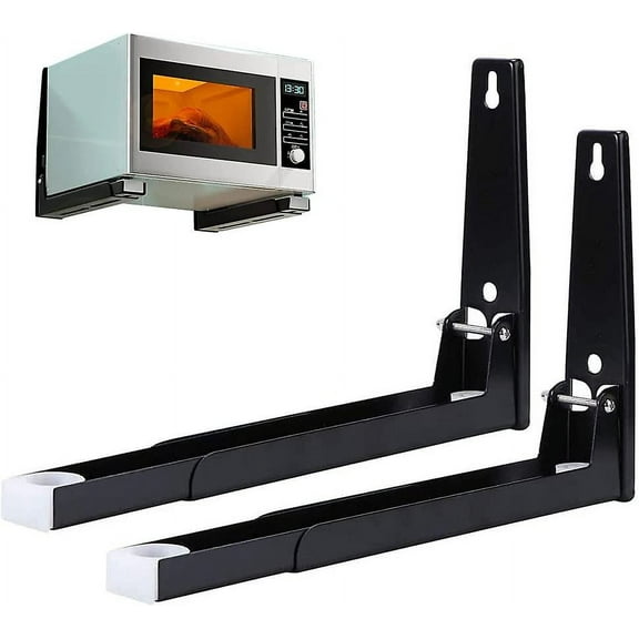 2 Pieces Microwave Rack With Arm, Steel, Wall Mounted Microwave Bracket, Wall Mount Microwave Shelf(with Screws)