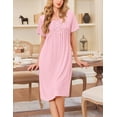 thumbnail image 2 of Ekouaer Cotton Nightgowns for Women Short Sleeve House Dress Pleated Night Gown Button Sleep Shirt Ladies Nightdress, 2 of 6