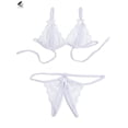 thumbnail image 3 of PULLIMORE Womens Sexy Lingerie Lace Bra Thong Panty Set Babydoll Underwear (White, M）, 3 of 6