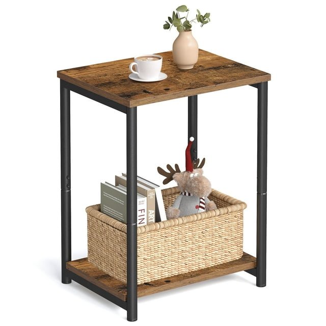 Mesa auxiliar VASAGLE ULET271B01 Rústica Marrón y Negro
