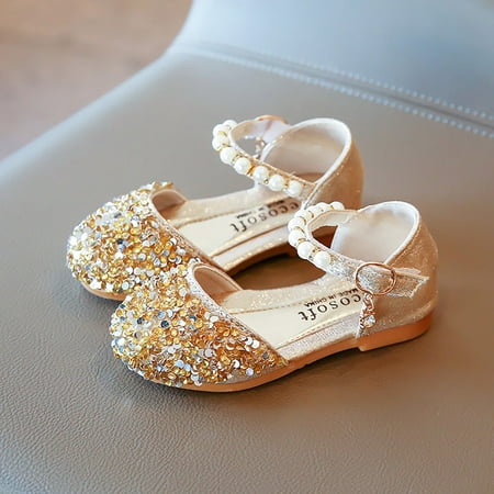 

〖Roliyen〗Girls Sandals Bling Bowknot Kids Baby Sandals Single Shoes Princess Pearl Girls Crystal Infant Baby Shoes