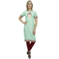 thumbnail image 2 of Bimba Women's Tunic Buddha Print Kurti Kurta Green Casual Summer Clothing-4, 2 of 5