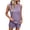 Purple, variant on Women's Waffle Two Piece Set, Sleeveless Crew Neck Tank Top with Side Pocket Craft, Matching High Waist Short Pants, Soft Texture Casual Outfit for Summer Daily Leisure Lounging