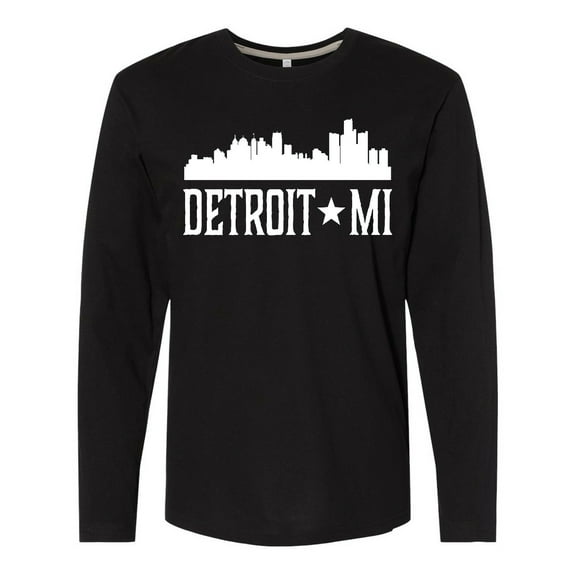 Inktastic Detroit Michigan Skyline MI Cities Long Sleeve T-Shirt