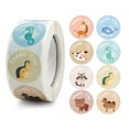 thumbnail image 1 of CAROOTU Kids Cartoon Animal Sticker Roll 500-Count Stickers Round Teacher Encouragement, 1 of 6