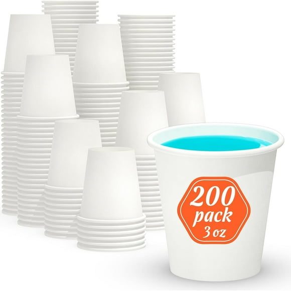200 Count 3 oz Disposable Coffee Cups, Bathroom Cups, Mouthwash Cups, Leak-Free Food Safe Small Paper Cups, Disposable 3 oz Cups, Mini Cups for Bathroom