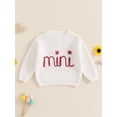 thumbnail image 4 of FOCUSNORM Chandails en Coton Assortis pour la Famille Maman et Moi Broderie Lettre Col Rond Tricot Confortable Pull Chaud, 4 of 9