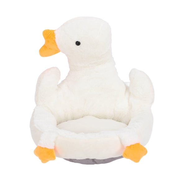 LAZIOEGR Plush Goose‑Shaped Seat Cushion – Soft, Detachable Comfort Pad for Window, Floor or Futon (White)