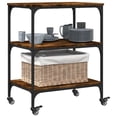 thumbnail image 6 of vidaXL Kitchen Trolley Rolling Black Engineered Wood 23.6"x16.1"x29.9", 6 of 17
