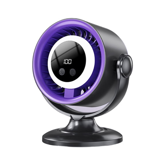 Rechargeable Desk Fan, Portable Mini Table Fan with LED Light and Digital Display, Stepless Speed Control USB-C Fan for Office, Bedroom, Home, Travel