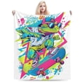 thumbnail image 2 of Funny Skater Bearded Dragon Blanket – Retro 90s Graffiti Fleece Throw,Cool Lizard Art Decor 50x40, 2 of 6