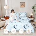 thumbnail image 4 of Homewish Moon Stars Print Queen Comforter Set for Kids Girls, Dreamy Blue Comforter Sets Queen, Navy Blue Reversible 3 Pieces, 1 Comforter and 2 Pillowcases, 4 of 6
