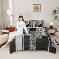 thumbnail image 4 of Homewish Modern Geometric Artistic Queen Comforter Set,Chic Cheetah Pattern Bedding Sets,Gray Zebra Stripe Bedding Comforter Set For Boys Teens,Ultra Soft Home Decor Reversible,3pcs, 4 of 8