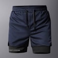 thumbnail image 2 of FRSASU 2 in 1 Mesh Shorts for Mens Elastic Waist Quick Dry Liner Short Casual Basketball Athletic Workout Short Pants Dark Blue, 2 of 5