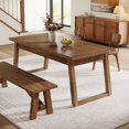 thumbnail image 4 of 55'' Rectangular Dinner Kitchen Table, Mid-Century Modern Dining Table with Storage Drawer for 4-6 People, 4 of 5