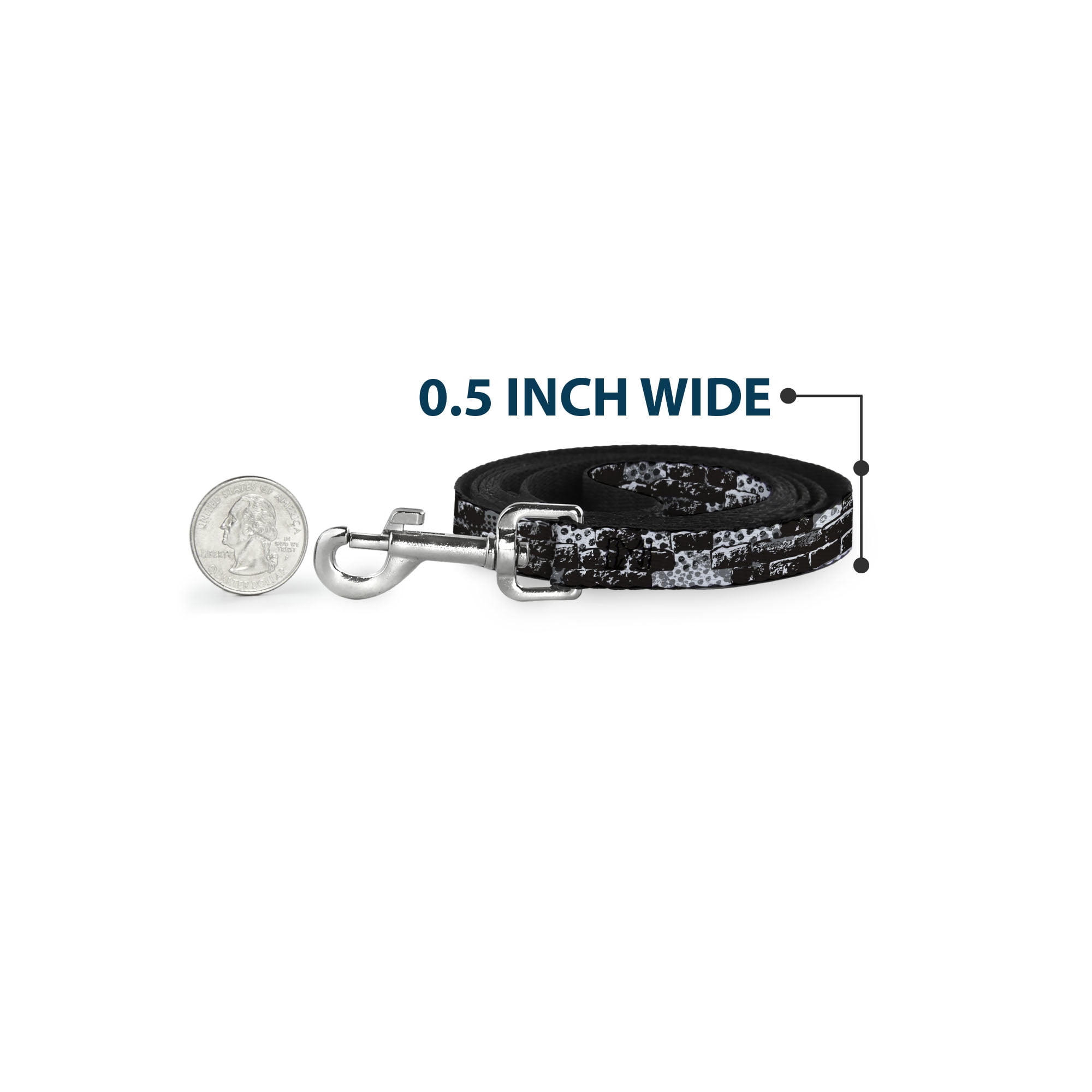 Buckle-Down Pet Leash, Dog Leash, Grunge Bricks Black White, 6 Feet Long 1.0 Inch Wide
