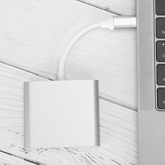 Anti-Shaking Viewing Effect Converter Splitter, 4K HD USB C 3 In 1 Type-c Adapter, Converter Cable, For USB Flash Disk Silver