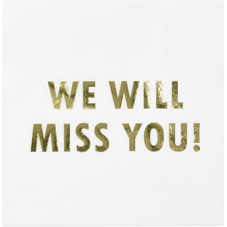 100 Pcs We Will Miss You Cocktail Napkins White Gold Farewell Going Away Retirement Party Decorations Supplies Graduation Coworker Leaving Goodbye Military Army Good Luck Moving Celebrations