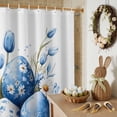 thumbnail image 6 of Easter Shower Curtain Easter Egg Shower Curtains for Bathroom Decor, Waterproof Polyester Shower Curtain Set with Hooks, Extra Long 72" x 78" Blue White Flowers, 6 of 9