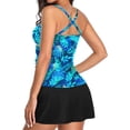 thumbnail image 5 of ZANKLEY Womens Two Piece Tankini Swimsuit with Skirt Tummy Control Modest V Neck Ruched Bathing Suit for Beach Vacation, 5 of 11