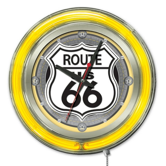 Route 66 15" Double Neon Wall Clock