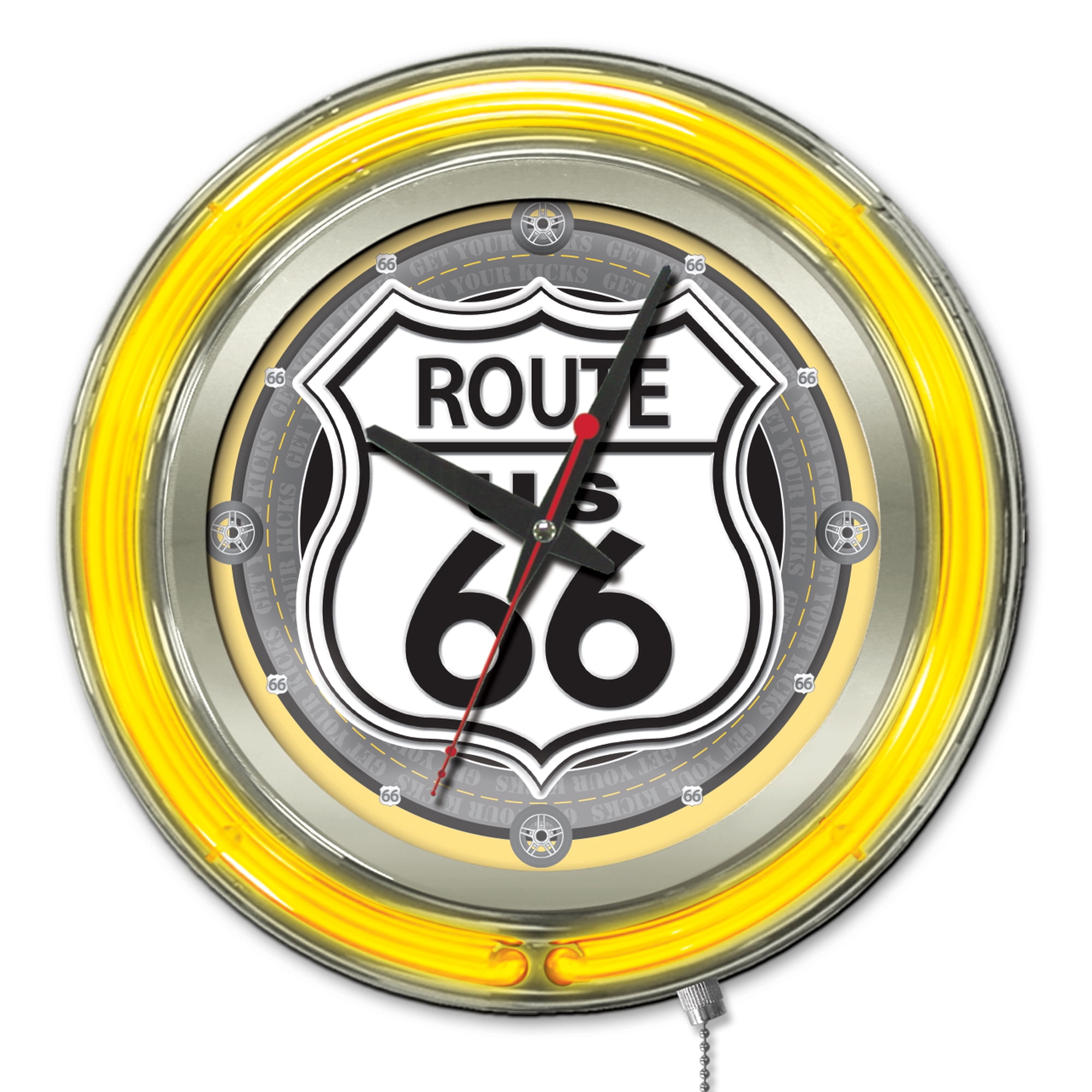 Route 66 15 Double Neon Wall Clock