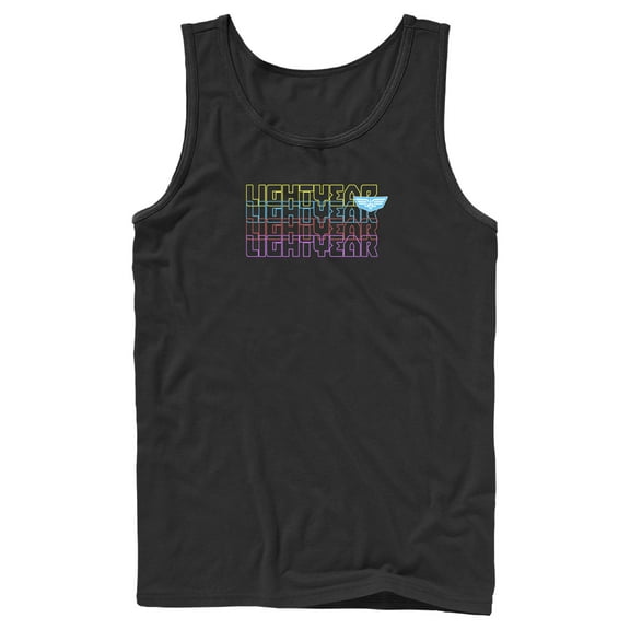 Men's Lightyear Stacked Colorful Logo  Tank Top Black Small