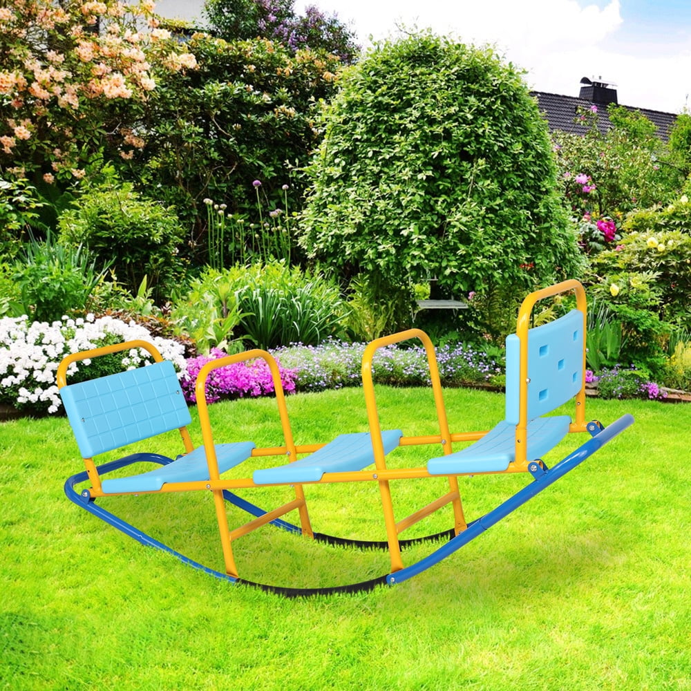 YOFE Kids Outdoor Backyard Playground Seesaw, Rocking High Chair Teeter
