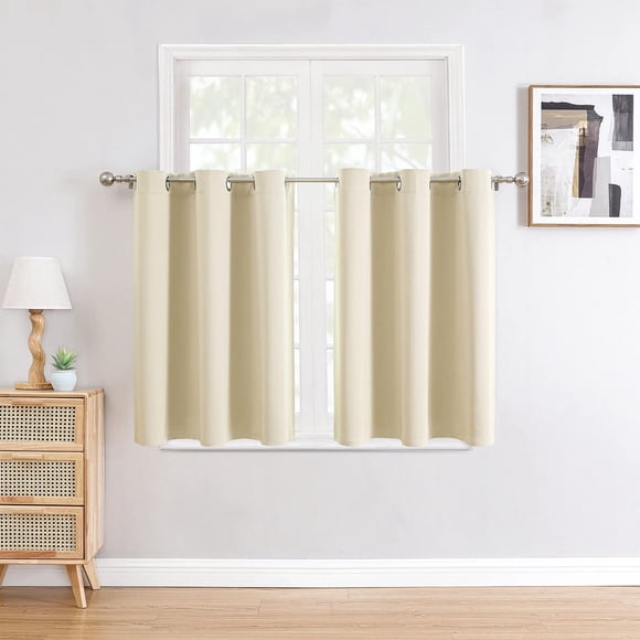 Cortinas de ventana ChrisDowa, pequeñas, con aislamiento térmico, color beige