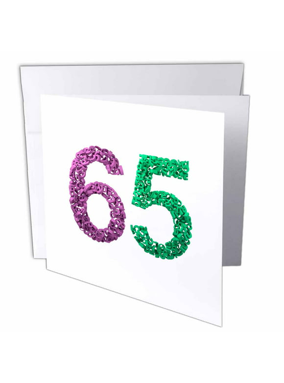 3dRose 65th Anniversary. Intricate numbers design. - Greeting Card, 6 by 6-inch