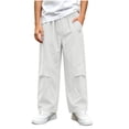 thumbnail image 2 of DJDLJWCJ Teen Boys Athletic Pants Elastic Waist Pull On Sweatpants Straight Leg Lightweight Baggy Pants White Size 12, 2 of 9