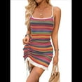 thumbnail image 1 of Vestido con Tirantes para Mujer, Escote Cuadrado, Espalda Descubierta, Sin Mangas, Cintura Alta, Estilo Étnico de Verano, Color Rosa y Rojo, Talla XL, 1 of 10