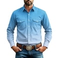 thumbnail image 3 of Thousandth Men's Classic Western Shirt Casual Gradient Long Sleeve Shirts Fashion Durable Button Down Tops Men's Daily Style, 3 of 10