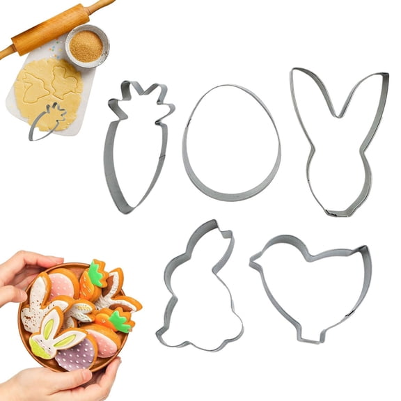 Clearance Biscuit Moulds under $5,Easter Cookie Cutters 3 Pieces Carrot Egg Bunny Rabbite Shapes Metal Cookie Cutters Stainless Sets Holiday Themed Baking Kit