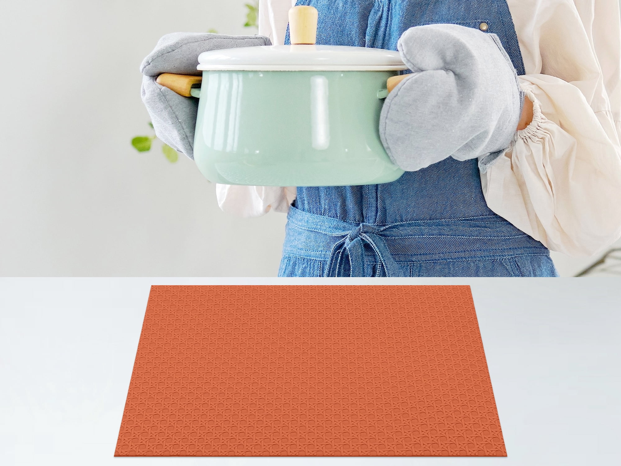 Unique Bargains Set of 6 Woven Placemats for Dining Brown 17*12in