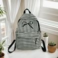 thumbnail image 4 of Likrtyny Mochila A Cuadros Con Lazo Mochila Informal para Mujer (negro), 4 of 8