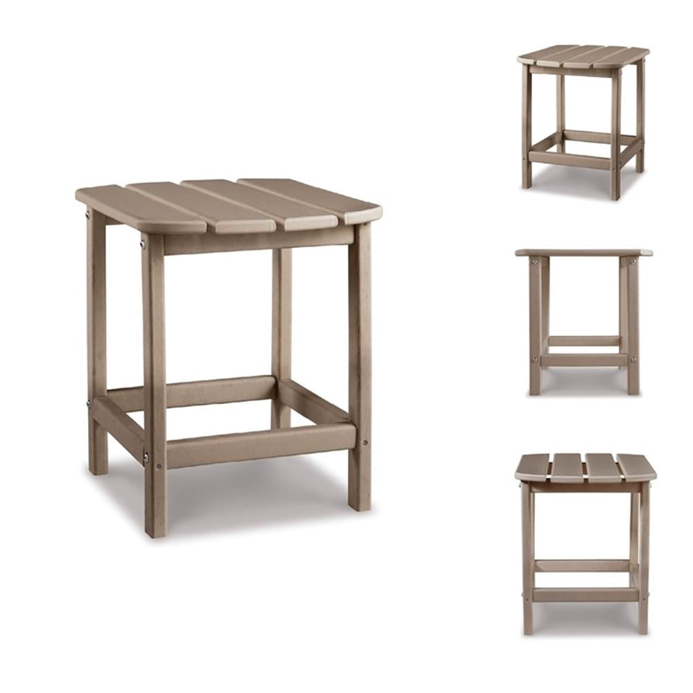 Bowery Hill Outdoor Set of Grayish Brown End Table & Adirondack Chair