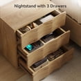 thumbnail image 6 of Fnova 25.59" Nightstand with 3 Drawers, Farmhouse Asymmetrical End Table Storage Organizer Cabinet with Concealed Handles, Bedroom Furniture for Bedroom Living Room, 6 of 7