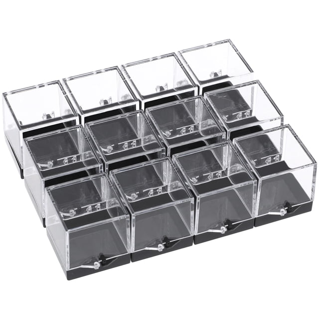 MasteelfCA 12pcs Transparent Mineral Specimen Collection Box Plastic Sample Storage Box