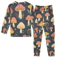 thumbnail image 2 of FORMRS Long Sleeve Top and Pants Pajama Set for Niños 2-Piece Sleepwear, Sizes 18M-8Y, Black Mushroom Pattern, 2 of 6