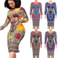 thumbnail image 2 of Vestidos africanos, ropa con cuello en V de moda étnica tribal con estampado Dashiki CM, 2 of 4