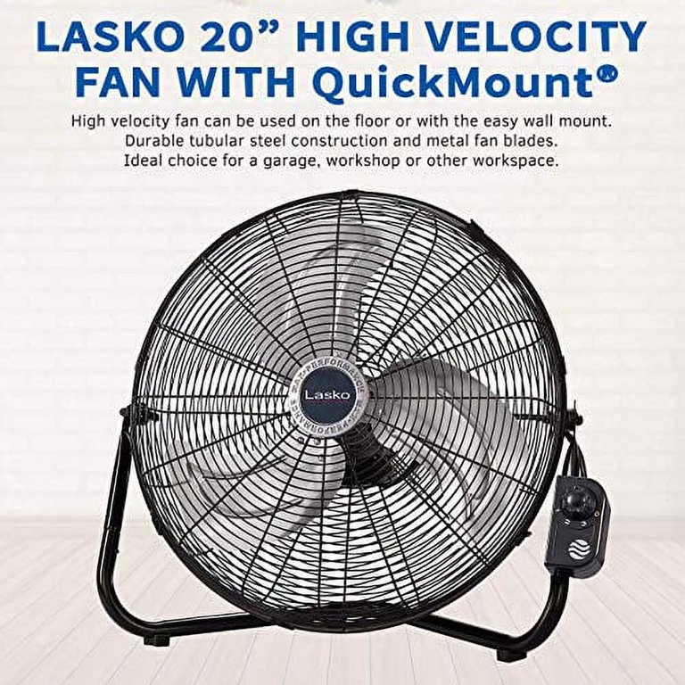 Lasko 2264QM 20-Inch Max Performance High Velocity Floor/Wall mount Fan,  Black - Walmart.com