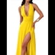 thumbnail image 3 of Vestido con Cuello en V Profundo y Cuello Halter para Mujer, Sin Mangas, Espalda Descubierta y Abertura. Amarillo XL, 3 of 9