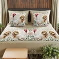 Cal King Size Rooster Chicken Bed Runner Set 102 x 20 inch Pink Rose ...