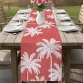 thumbnail image 4 of Coral Red Palm Trees Table Runner 72 Inches, Farmhouse Tropical Summer Beach Bed Runner Dresser Scarves Tabletop for Indoor Outdoor Parties/Ceremony/Banquet, 16" x 72", 4 of 9